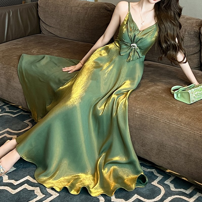 ZYHT 91169 Hot Sale Irregular Sleeveless Satin Loose Ladies Clothing Dresses 4xl 5xl 6xl 7xl Plus Size Women's Dresses