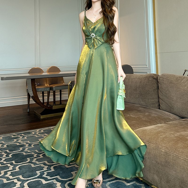 ZYHT 91169 Hot Sale Irregular Sleeveless Satin Loose Ladies Clothing Dresses 4xl 5xl 6xl 7xl Plus Size Women's Dresses