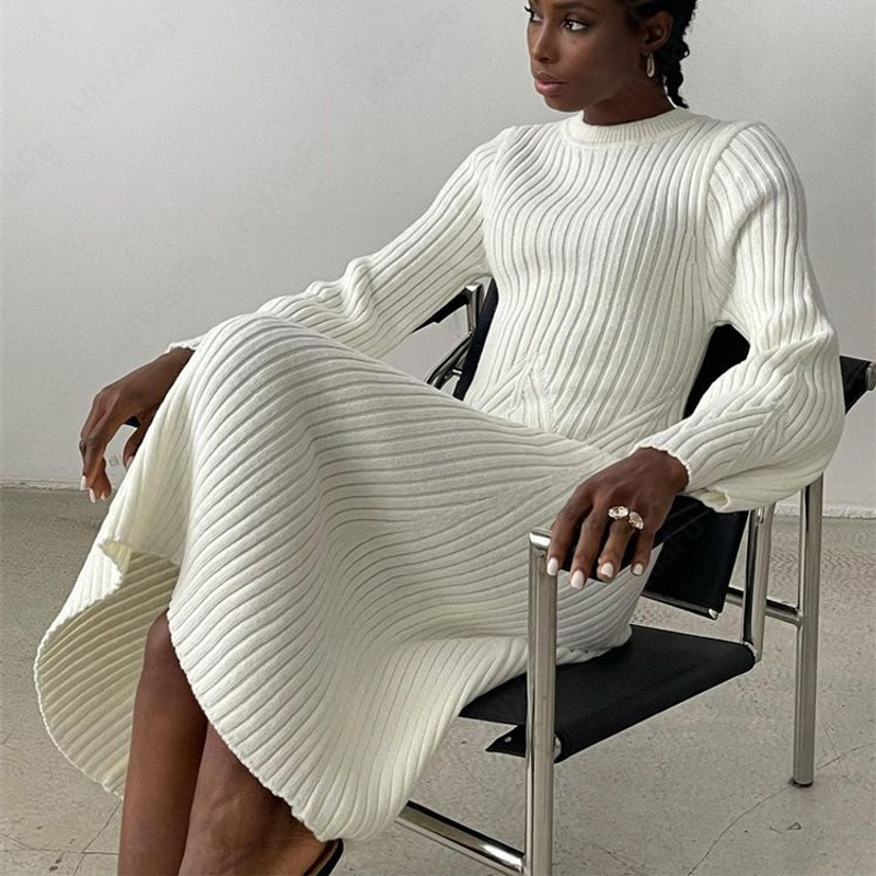 2024 Fashion New Knitwear Manufacturers Custom Spring Fall Green Elegant Casual Wool Blend Dresses Women European Sweater Knit D