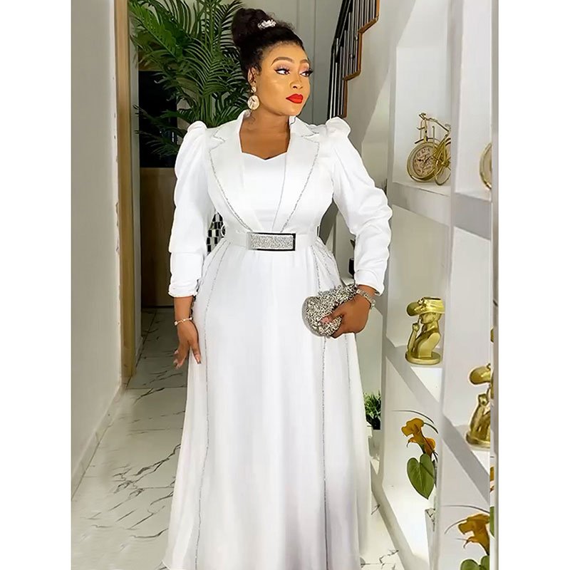 Solid Color High Waist Temperament Evening Dress Long Skirt 2024 New European, American and African Cross-border Fashion Summer