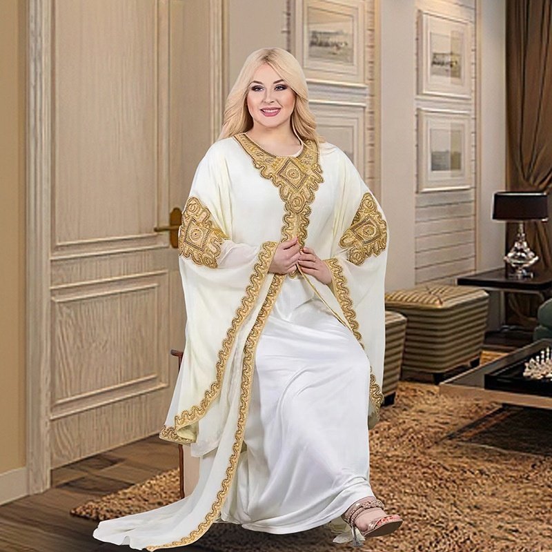 Plus Size Two Piece African Dress 2023 Traditional Gold Embroidery Clothing Dubai Abaya Islam Kaftan Abaya Loose Muslim Robe