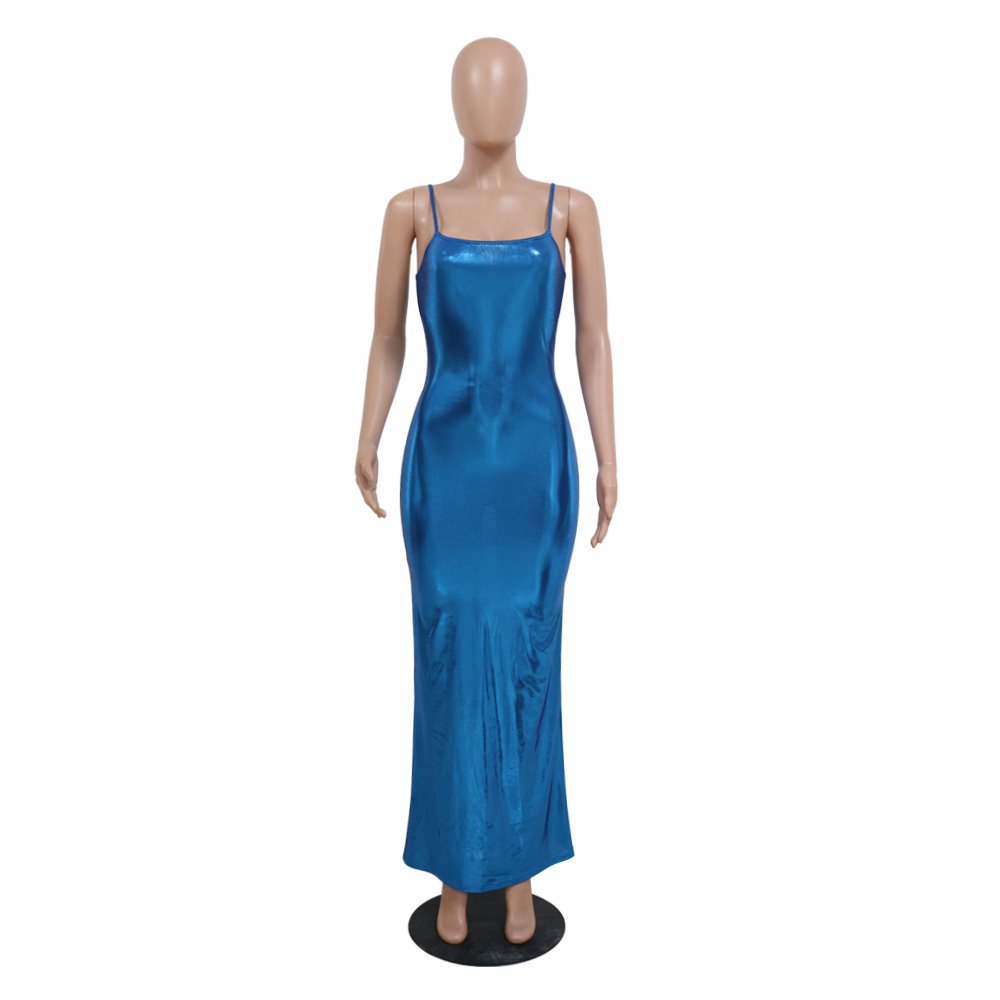 Liu Ming Cheap Wholesale Clothing Women Summer Sexy Nightclub Sleeveless Sparkling Beach Vacation A Line Long Dress