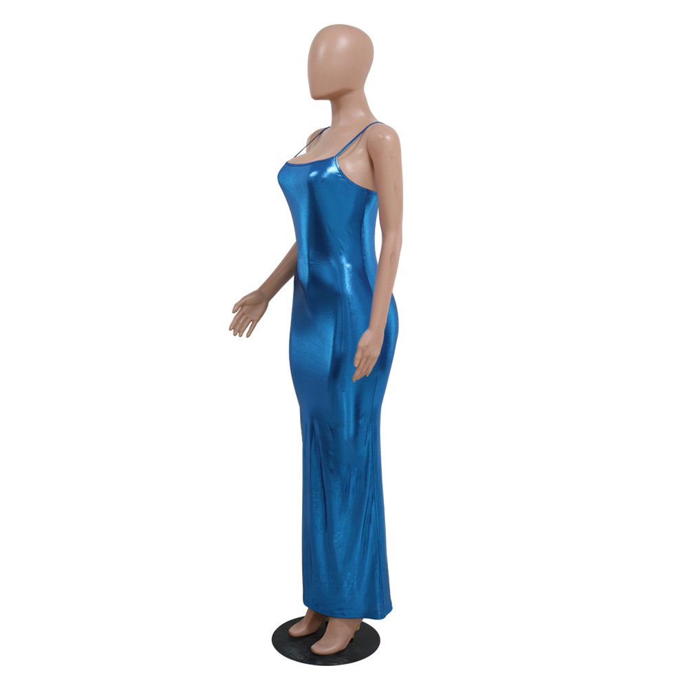 Liu Ming Cheap Wholesale Clothing Women Summer Sexy Nightclub Sleeveless Sparkling Beach Vacation A Line Long Dress