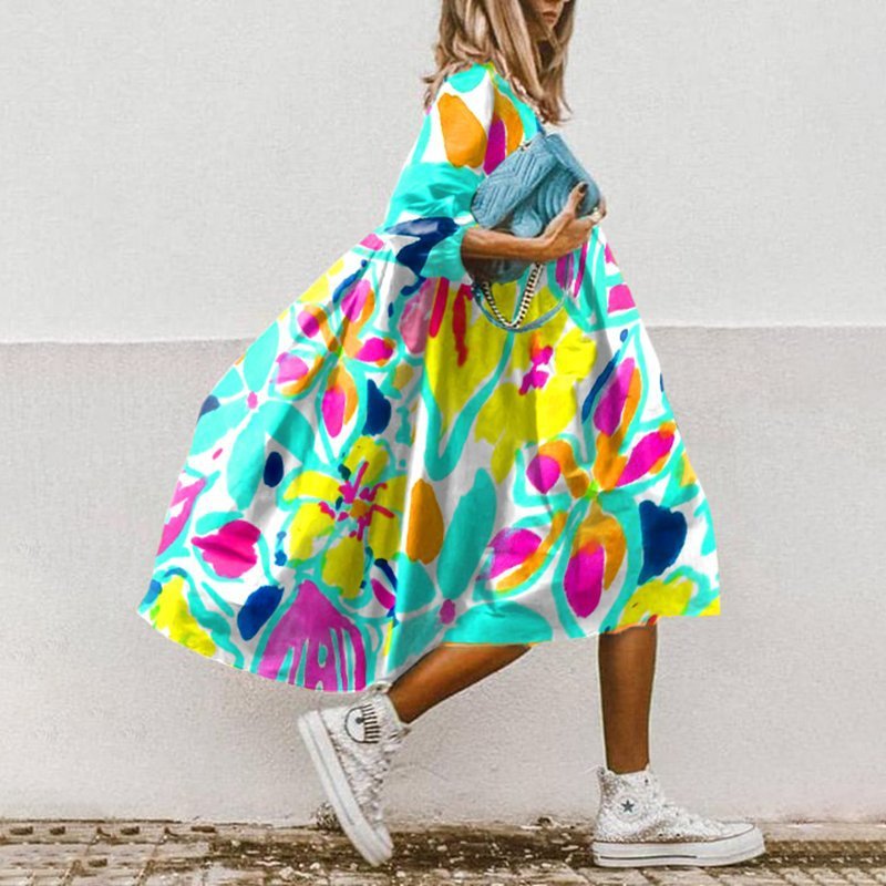 Designer Summer Girls Sweet Loose Clothing Fashion printed Half Sleeve Women's Casual Dress