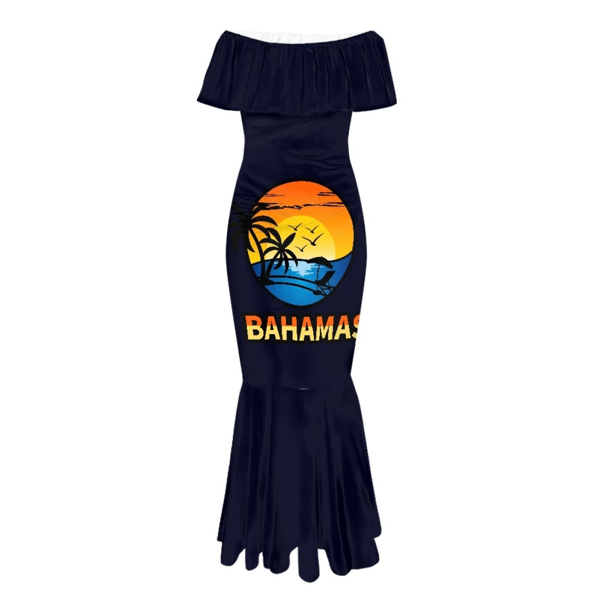 Babados Bahamas Ladies Dresses 2022 Elegant Women Clothing caribbean Summer Casual Dress Women Mermaid Tail Dress Plus Size