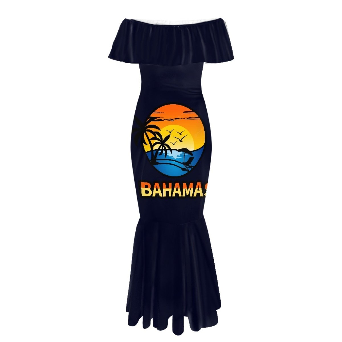 Babados Bahamas Ladies Dresses 2022 Elegant Women Clothing caribbean Summer Casual Dress Women Mermaid Tail Dress Plus Size