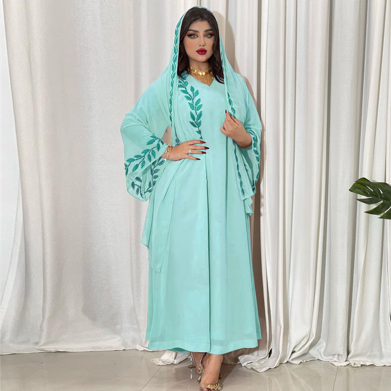 A-25 Abaya Eid Muslim Women Hijab Dress Jilbab Abayas Islamic Dubai Women Muslim Clothing