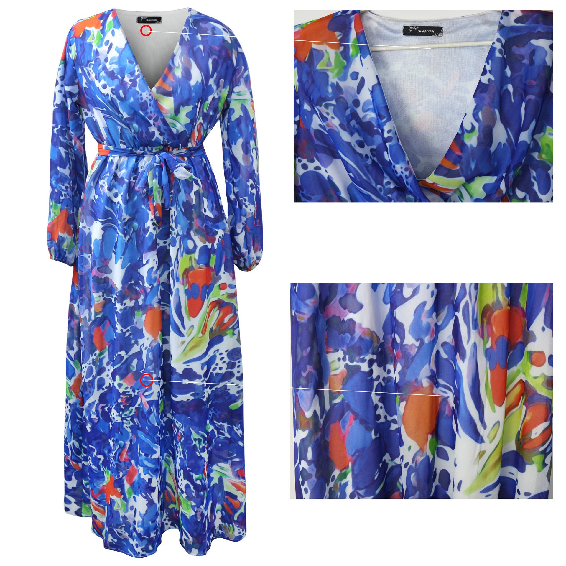 Oem Plus Size Women's Clothing Casual Beach Chiffon Flower Print Flare Dress Plus Size Women's Dresses