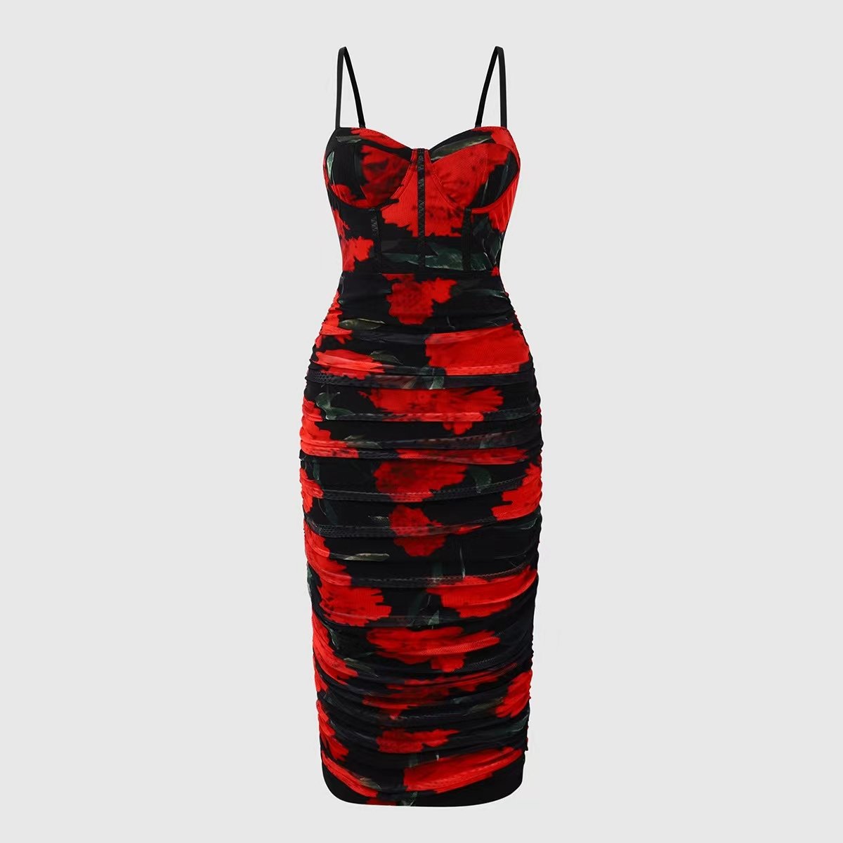 Low MOQ Undefined Sexy Club Print Cascading Ruffle Manufacturer Casual Dress