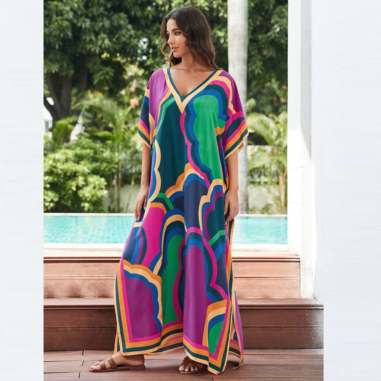 New Women Fashionable Print European American Colorful Temperament African Summer Beach Loose Casual Dress