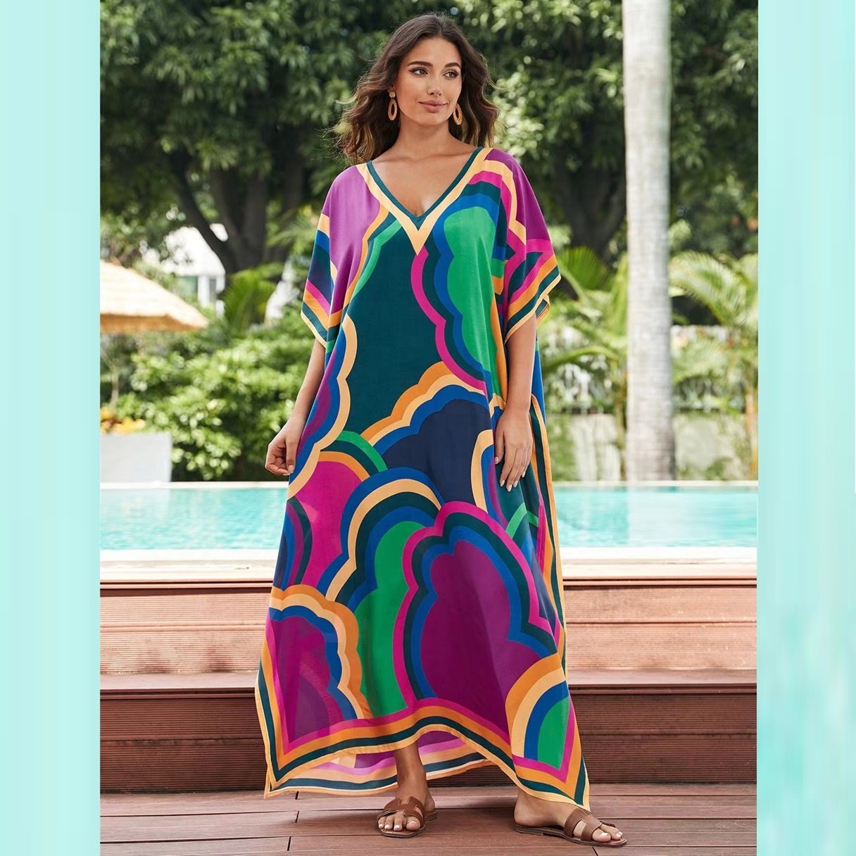 New Women Fashionable Print European American Colorful Temperament African Summer Beach Loose Casual Dress