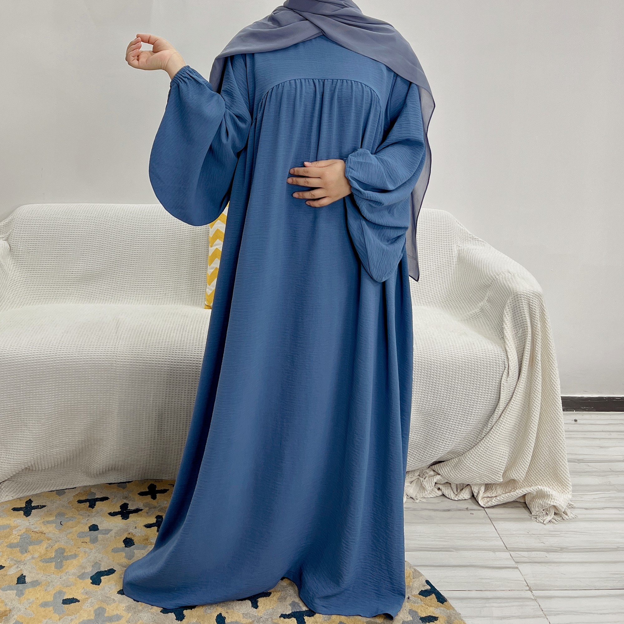 Loriya Wholesale Islamic Clothing Dresses Women Solid Color Modest Dress Butterfly Sleeve Abaya Designs Abaya Women Muslim Dress