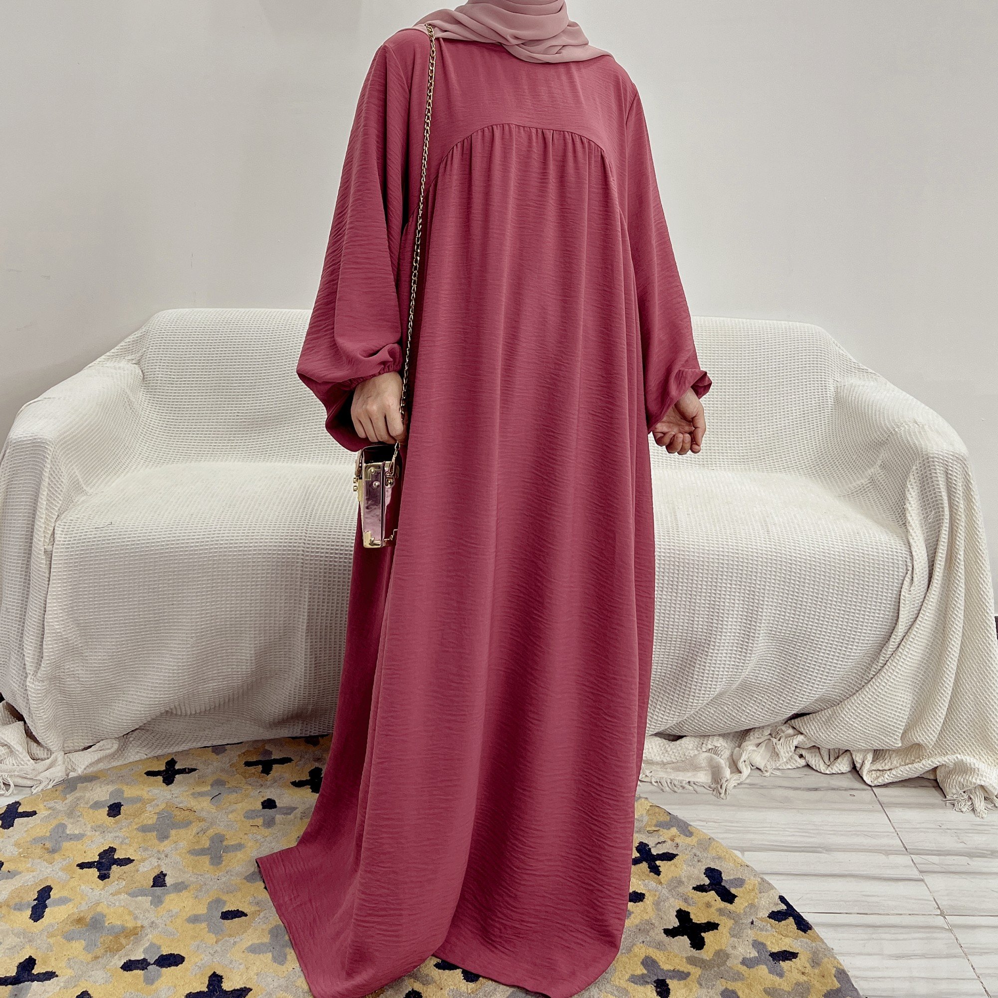Loriya Wholesale Islamic Clothing Dresses Women Solid Color Modest Dress Butterfly Sleeve Abaya Designs Abaya Women Muslim Dress