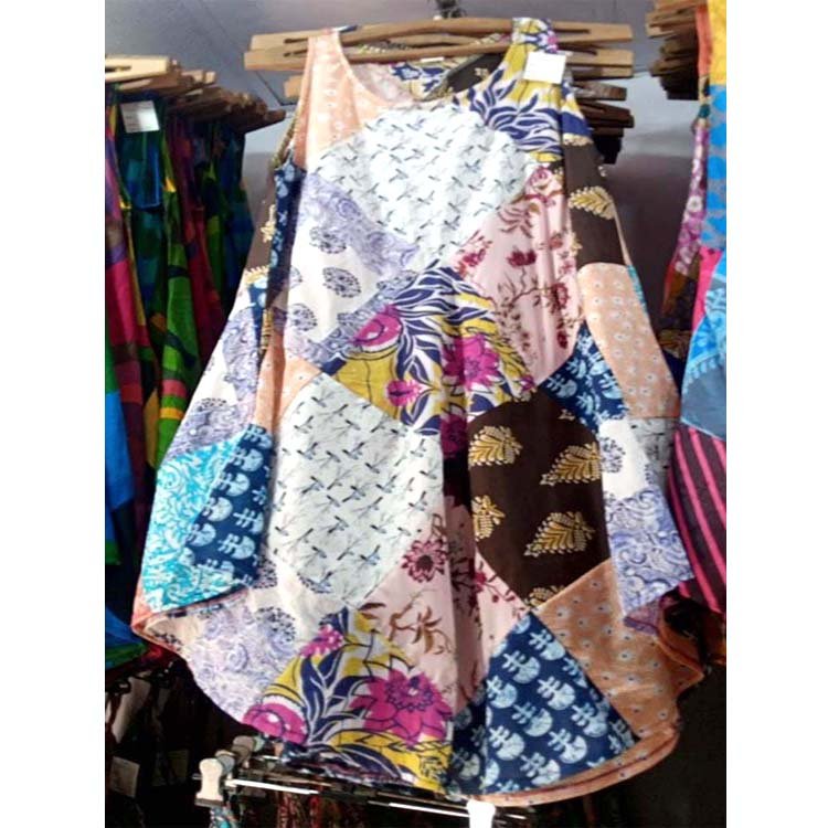 New Casual Dress Print Women Multi Patch Work Cotton Fabric Boho Dress For Women GC-AP-282 Available at Wholesale Prices