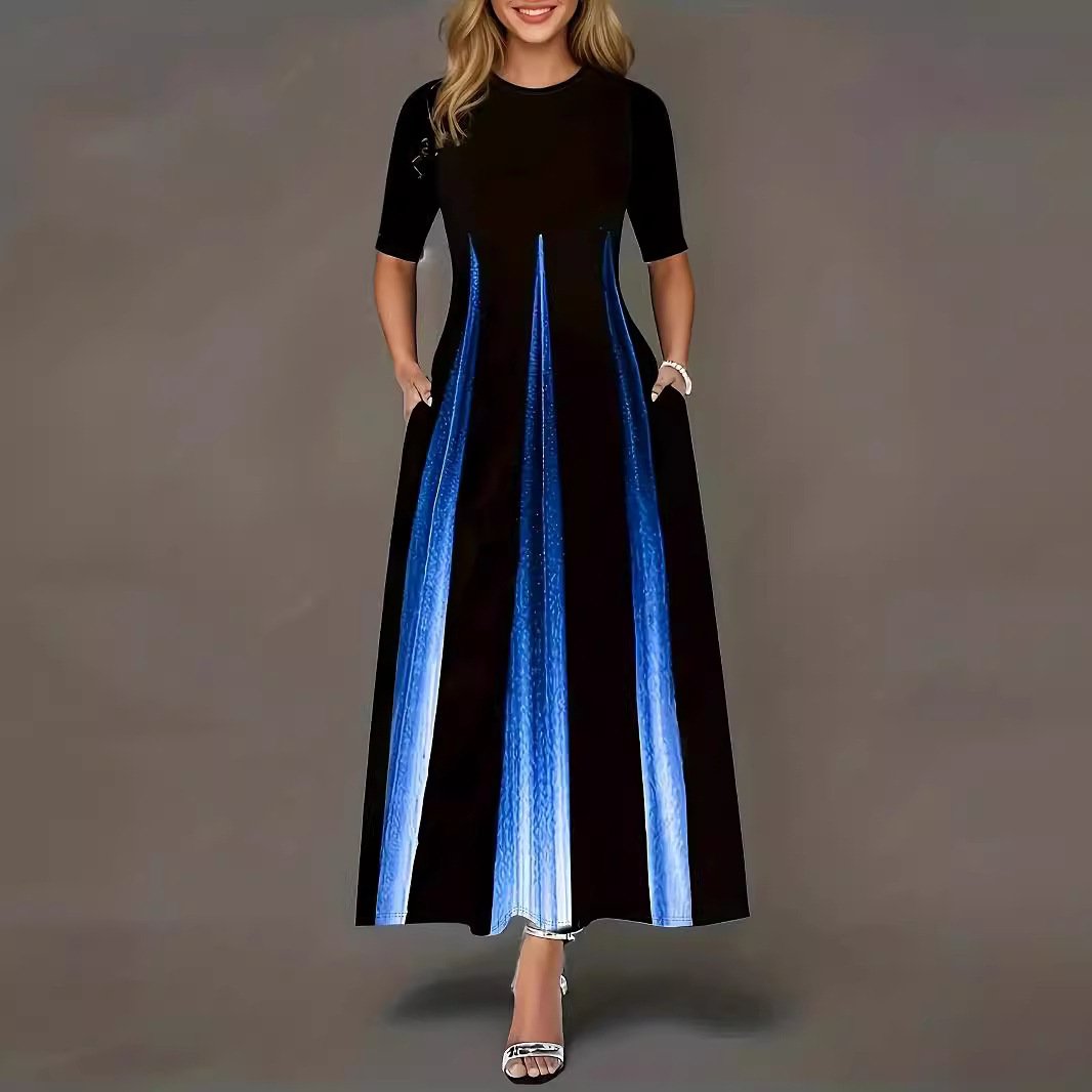2024 Hot Style Women's Elegant silk stripe print Work Party A-Line casual Dress plus size women's dresses