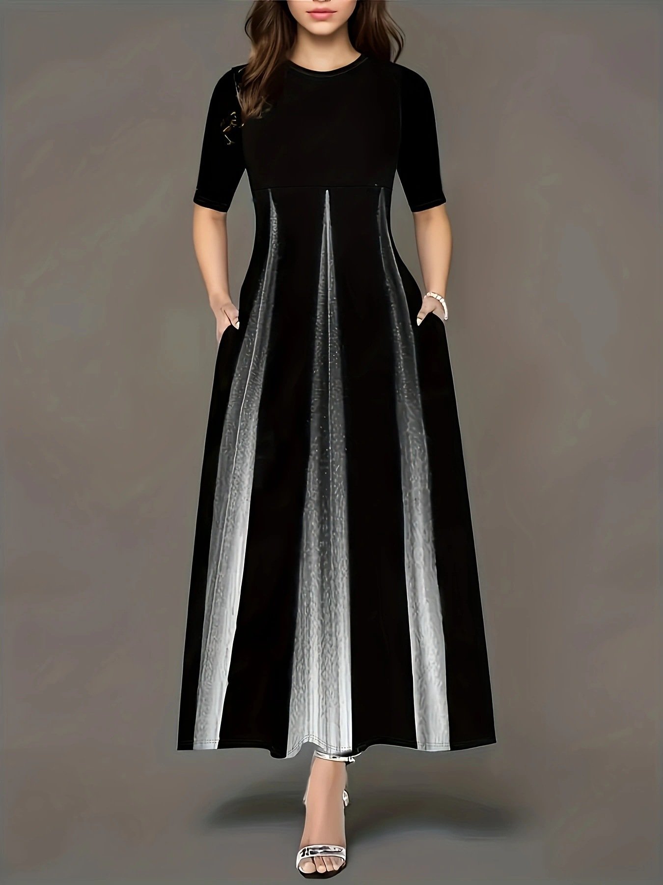 2024 Hot Style Women's Elegant silk stripe print Work Party A-Line casual Dress plus size women's dresses