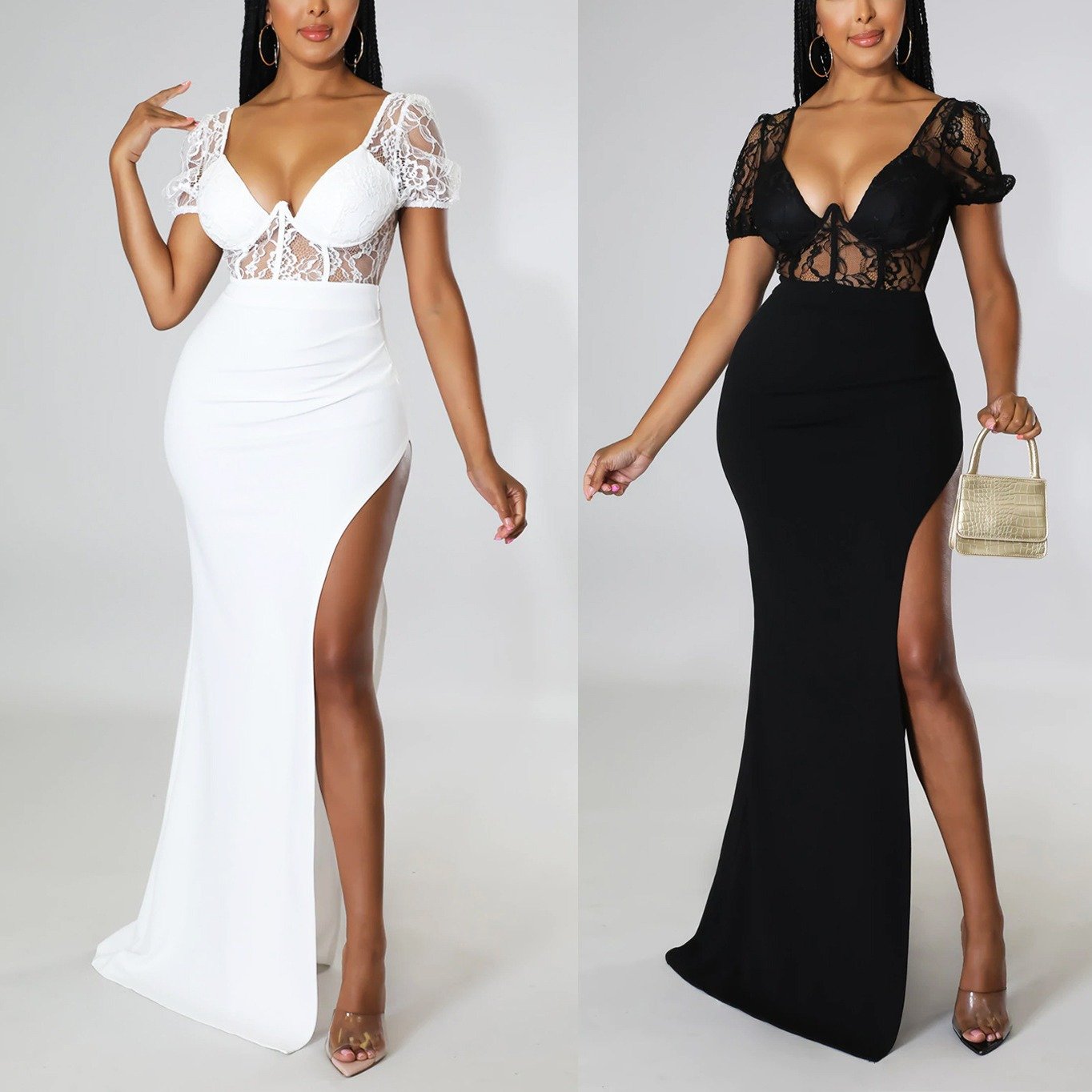 Summer New European And American Women's Clothing Fashion Sexy Split Long Dress