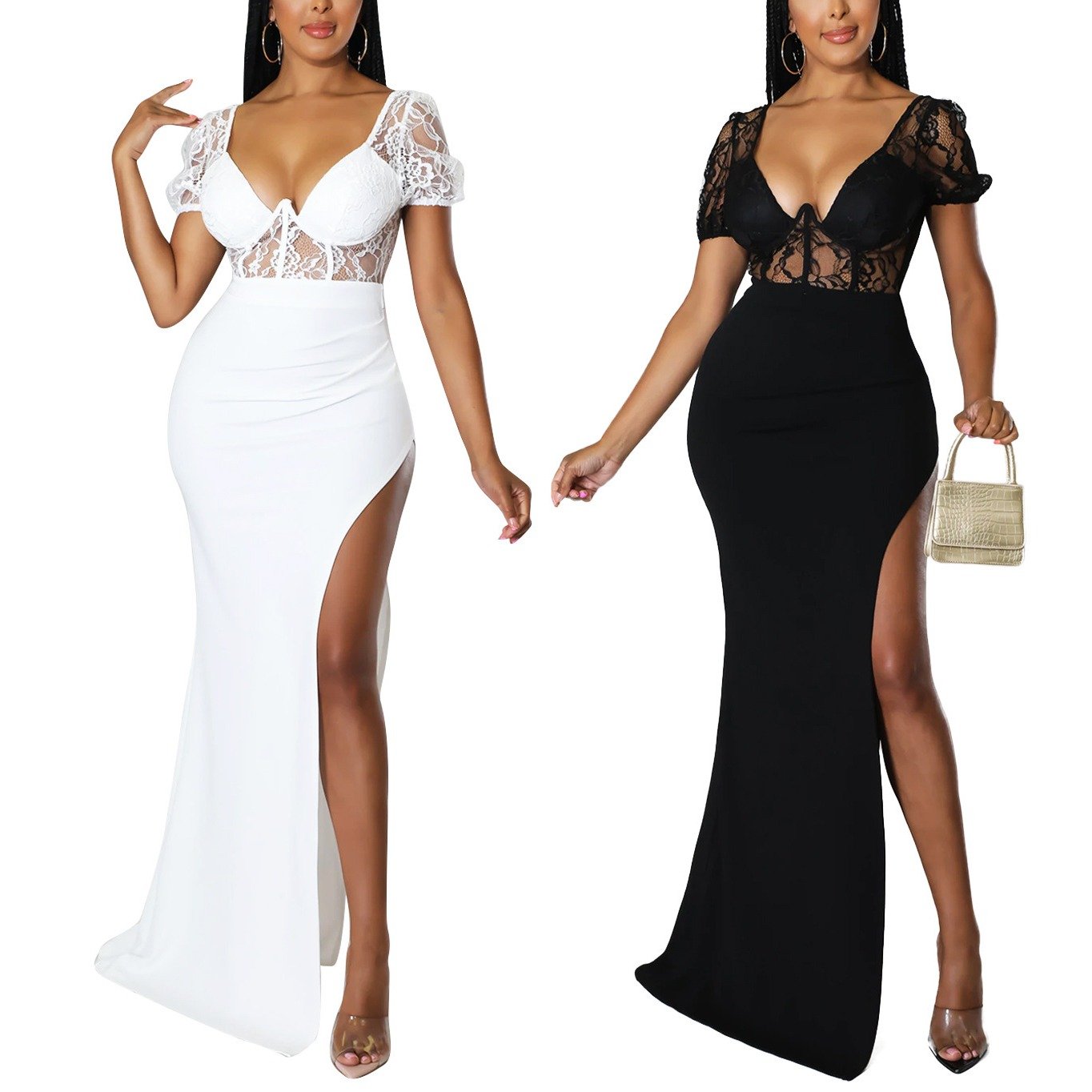 Summer New European And American Women's Clothing Fashion Sexy Split Long Dress