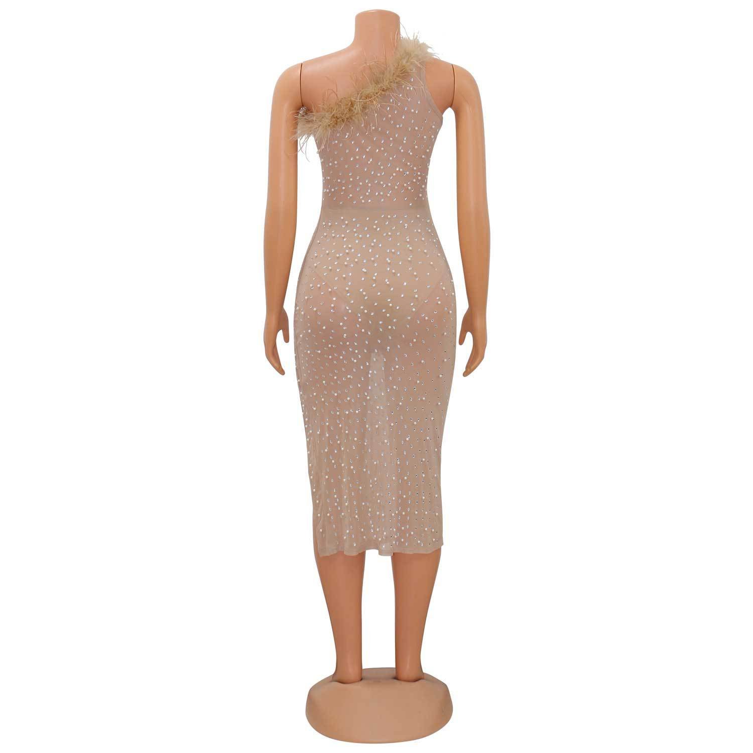 high quality one hand short evening dress for women wedding party new 2022 sexy diamond crystal dress