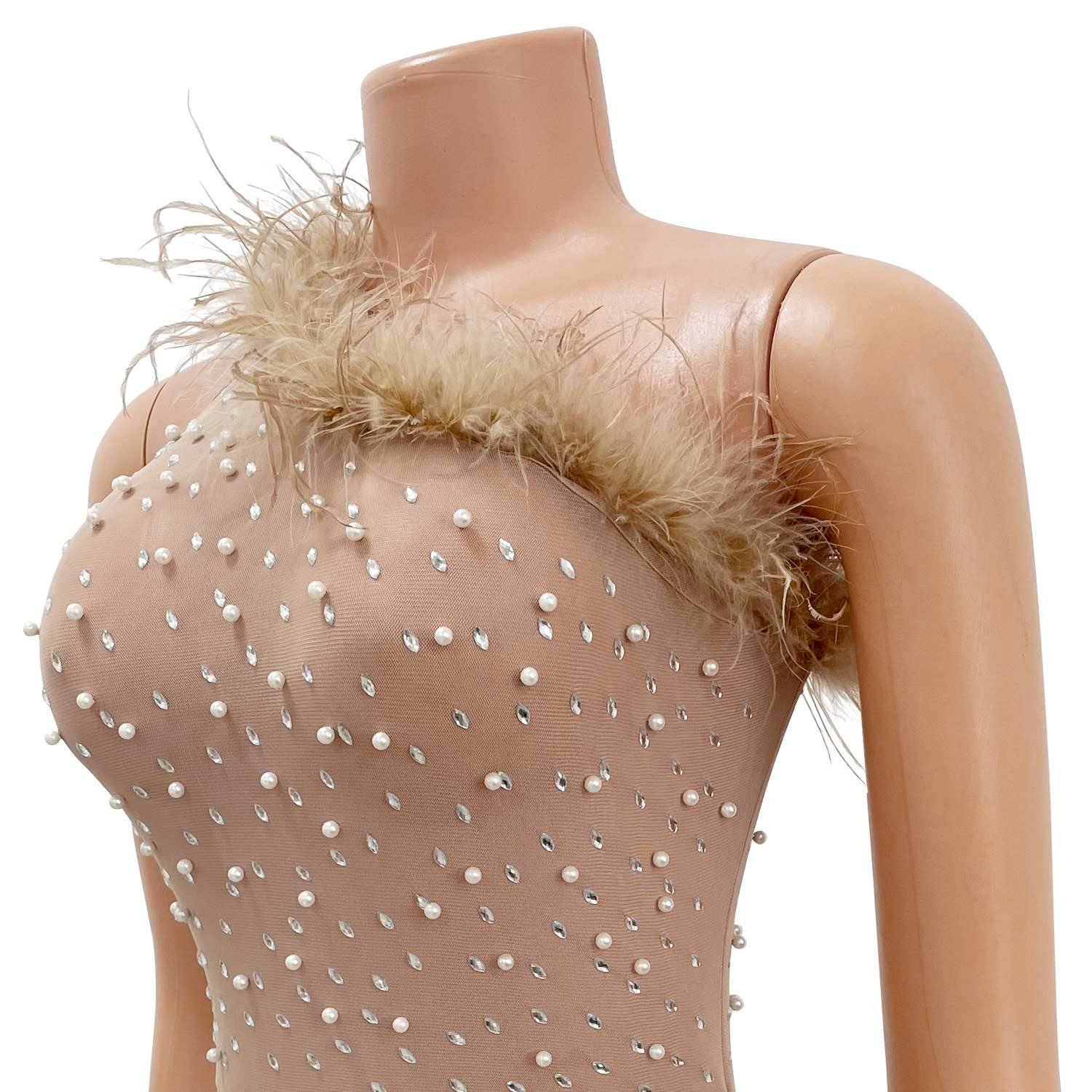 high quality one hand short evening dress for women wedding party new 2022 sexy diamond crystal dress