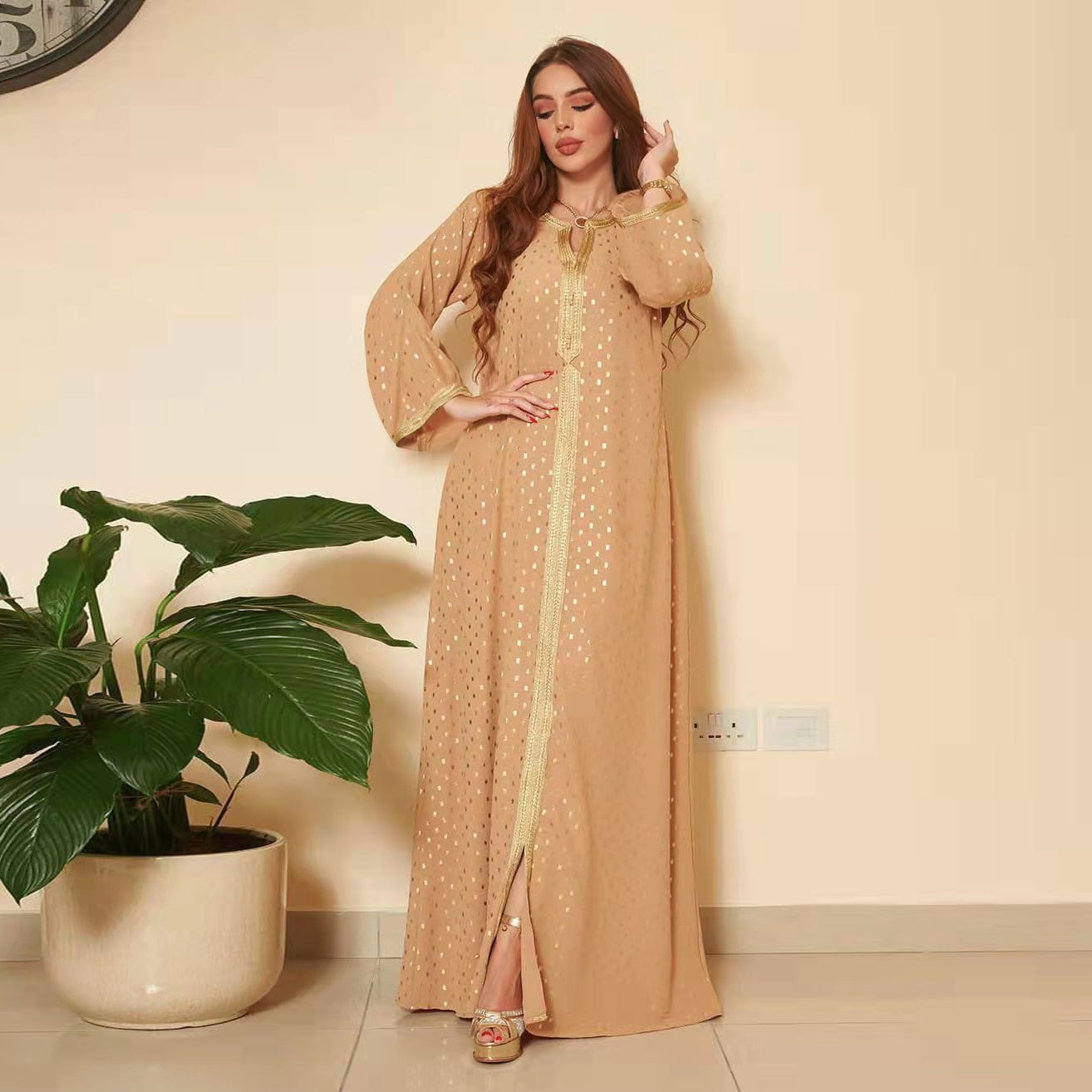 2024 HO Style Luxury Gold Stamping Islamic Dress Casual Abaya Women Muslim Dresses 2023 Dubai Clothing Kaftan Robe