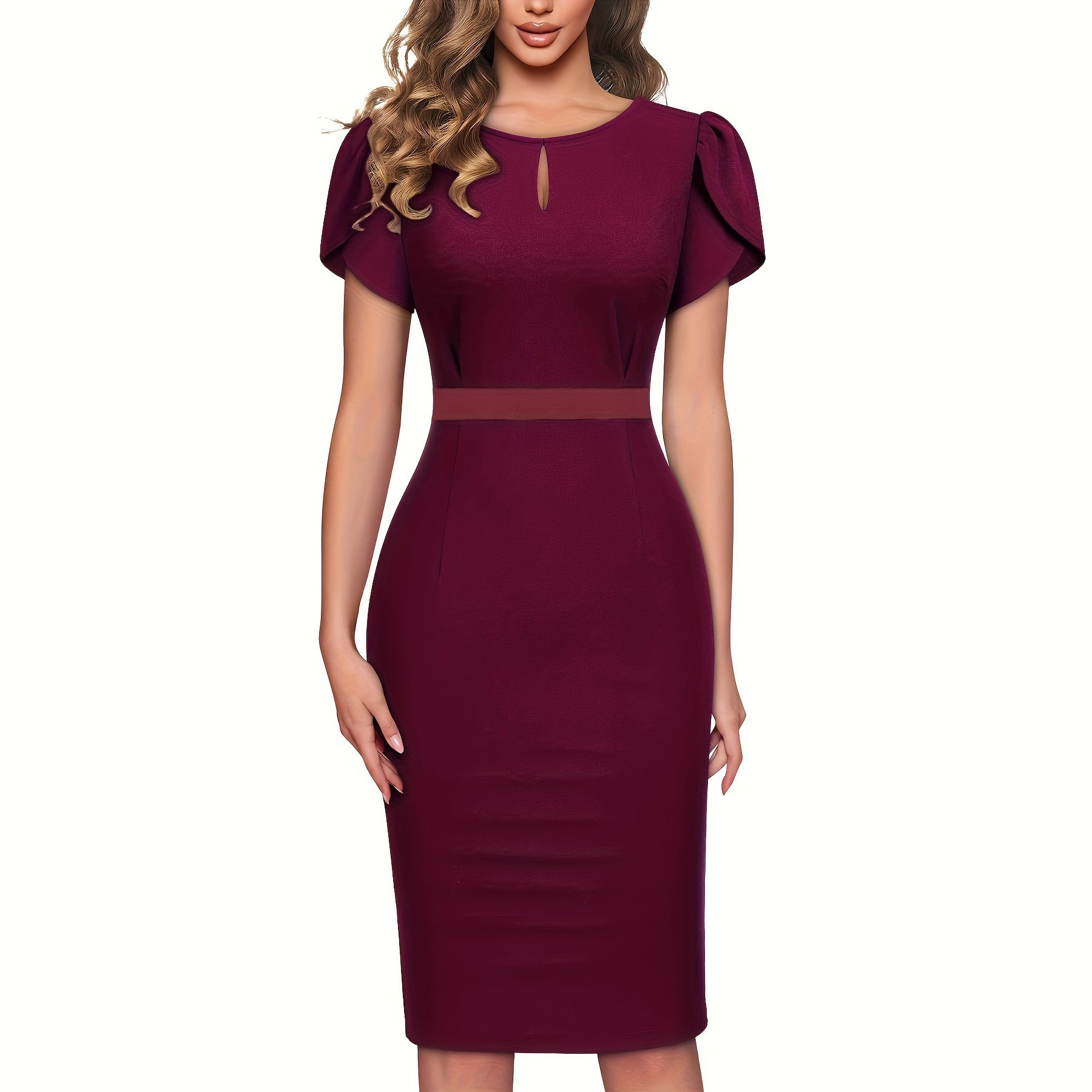 In stock Hot new design O neck cut out short sleeve dress sexy women's spandex pencil casual dresses