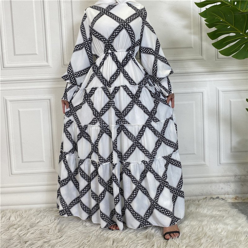 New Printing With Lining Long Islamic Clothing Muslim Women Modest Khimar Hijab Abaya Dresses Dubai
