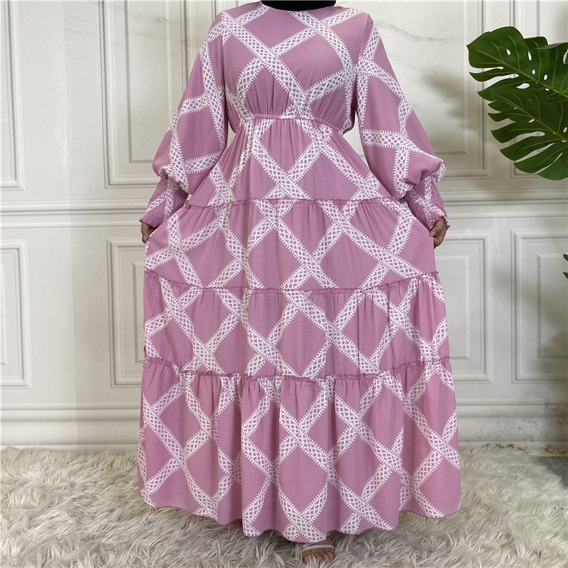 New Printing With Lining Long Islamic Clothing Muslim Women Modest Khimar Hijab Abaya Dresses Dubai