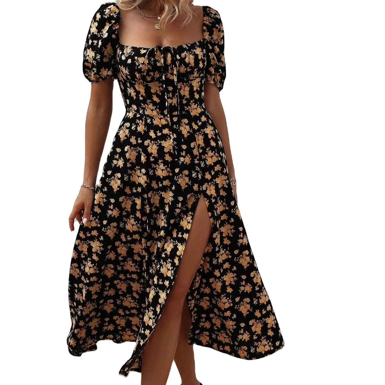 2024 Summer Vacation Floral Element Pleated Casual Dress Plus-Size Dress For Women