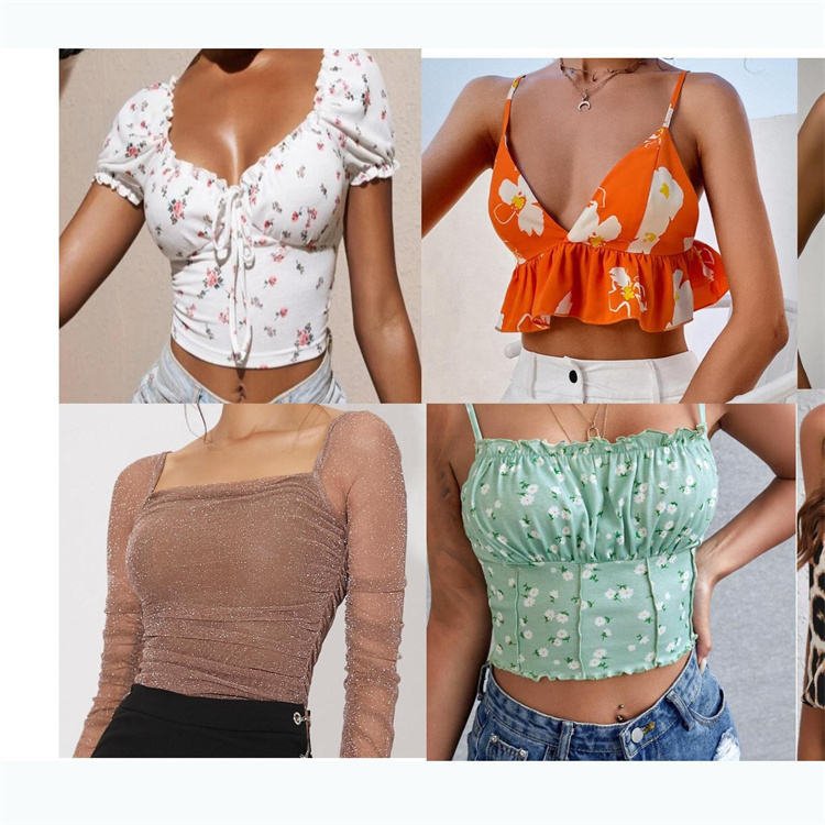 Wholesale of high-quality retro casual T-shirts, mixed clothing, women's top shirts, summer dresses, random shipment inventory