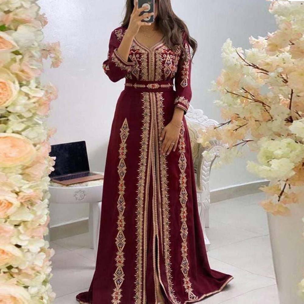 Prom Dresses 2024 Kaftan Abaya Islamic Clothing Embroidery Beaded Kaftan Luxury Dresses Elegant Caftan Marocain Women 1 Piece