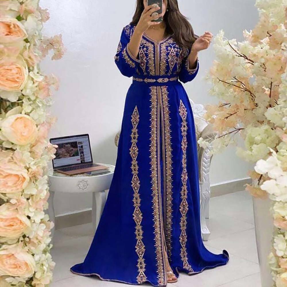 Prom Dresses 2024 Kaftan Abaya Islamic Clothing Embroidery Beaded Kaftan Luxury Dresses Elegant Caftan Marocain Women 1 Piece