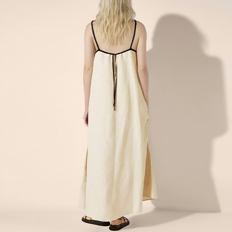 Custom Summer Gradient Bandage Elegant Linen Sleeveless Breathable Casual Dresses