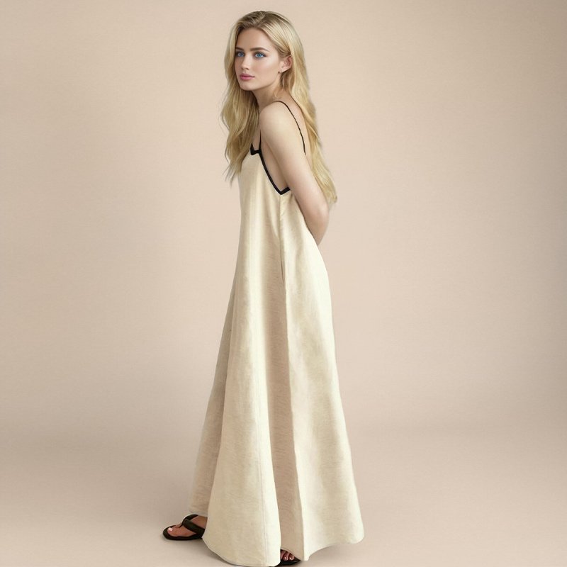 Custom Summer Gradient Bandage Elegant Linen Sleeveless Breathable Casual Dresses