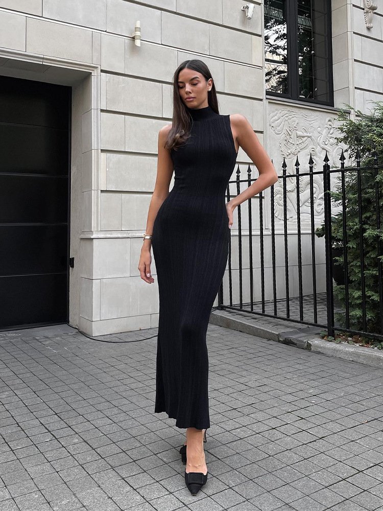 Latest long summer knitted dresses for women clothing 2024 sleeveless Bodycon casual dress for lady