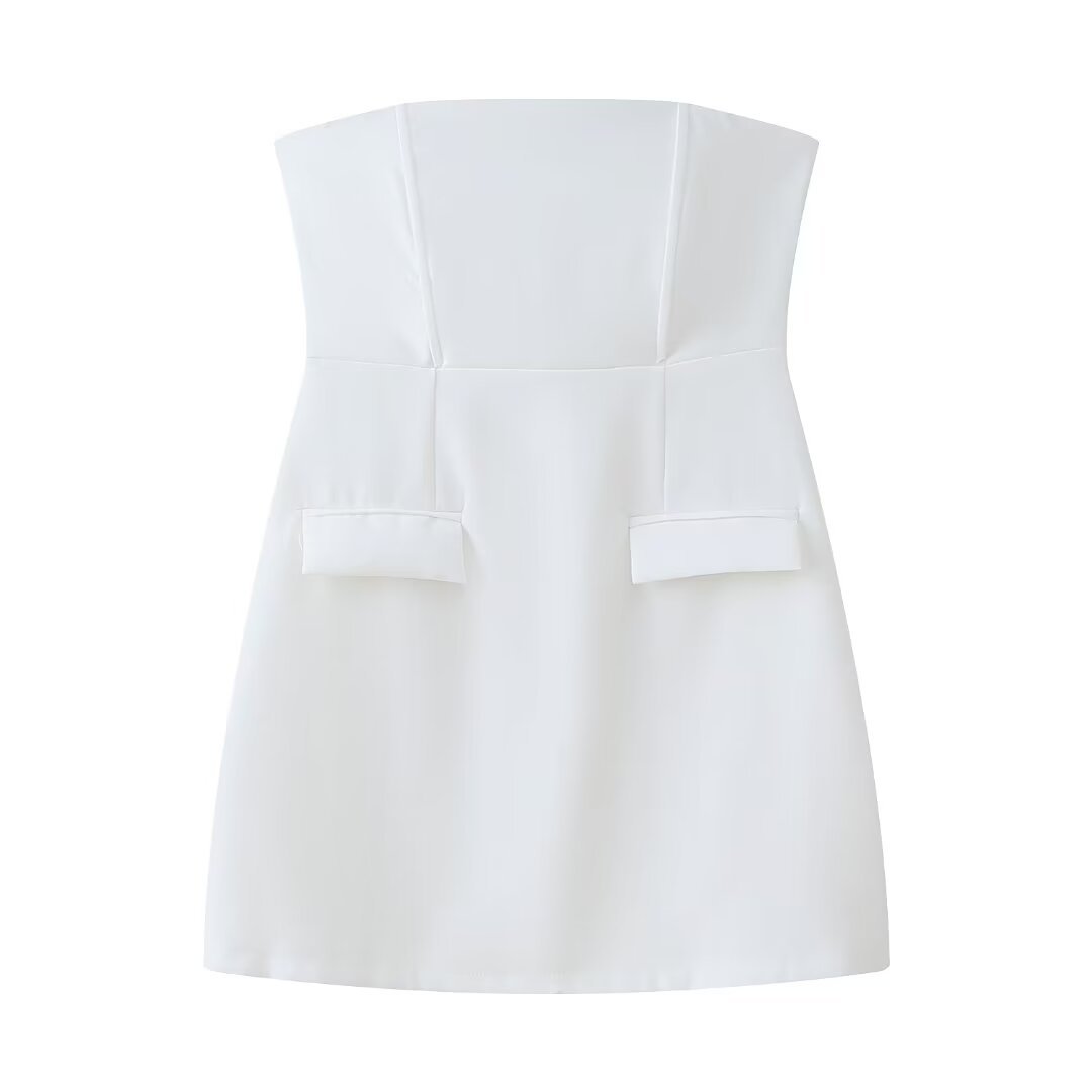 TRAFZA Women Summer New Chic Fashion Three color top Dress Vintage Sleeveless Female Casual Dresses
