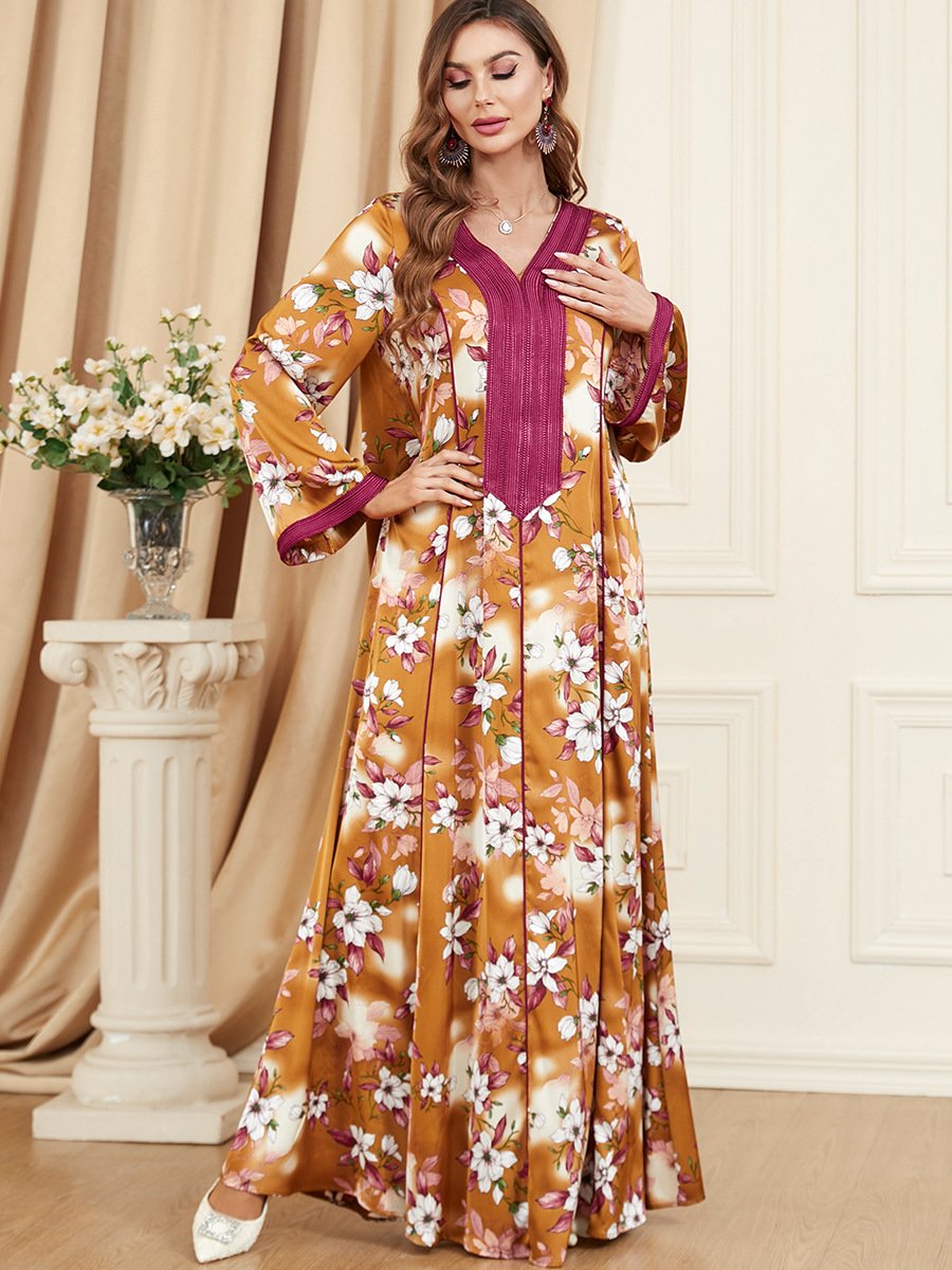 latest Glory abaya designs 2023 muslim long Splicing dress kaftan dress