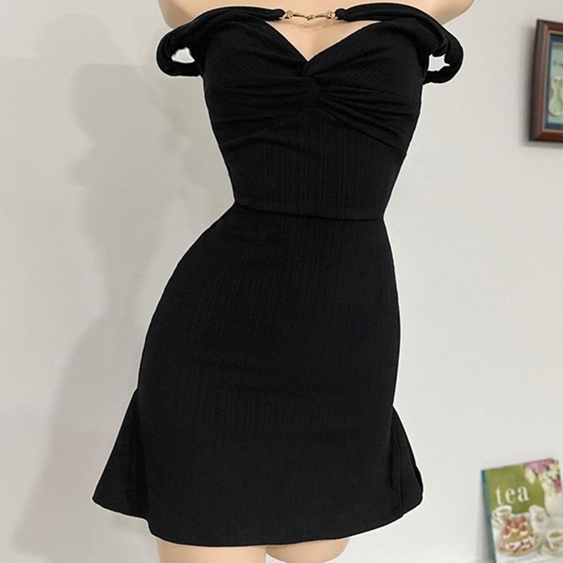 Sexy Tight Evening Dress With Ruffles Dresses Women Vintage Elegant Summer Girls Short Casual Dresses