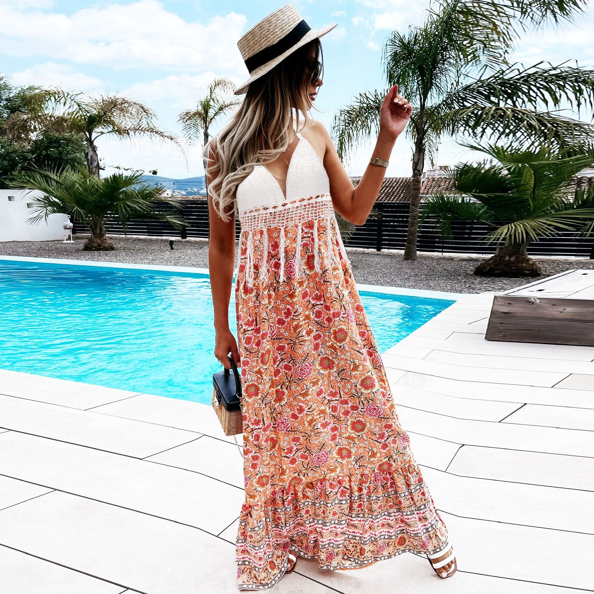 Summer Beach Women Elegant Plus Size Women's Casual Dresses Lady Clothing Maxi Dress