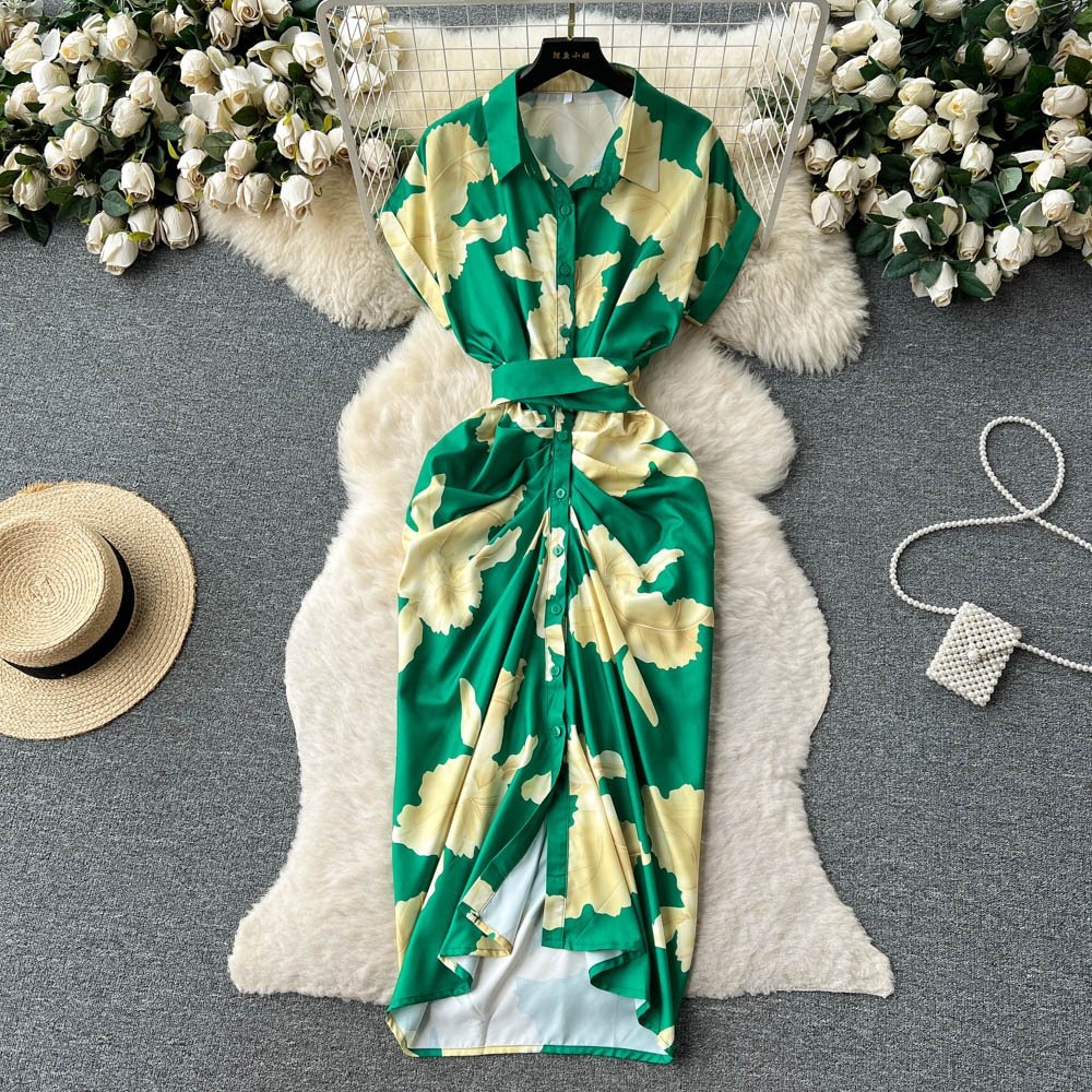 New V-Neck Fashion Banquet Pleat Empire Sheath Dress With Slit Night Dress For women