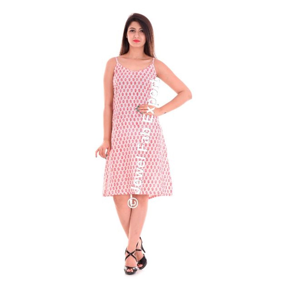 Latest Design Women Cotton Dress Wholesale High Quality Women Pink Floral Print Sleeveless Midi Dress Party Wear Elegant Dress
