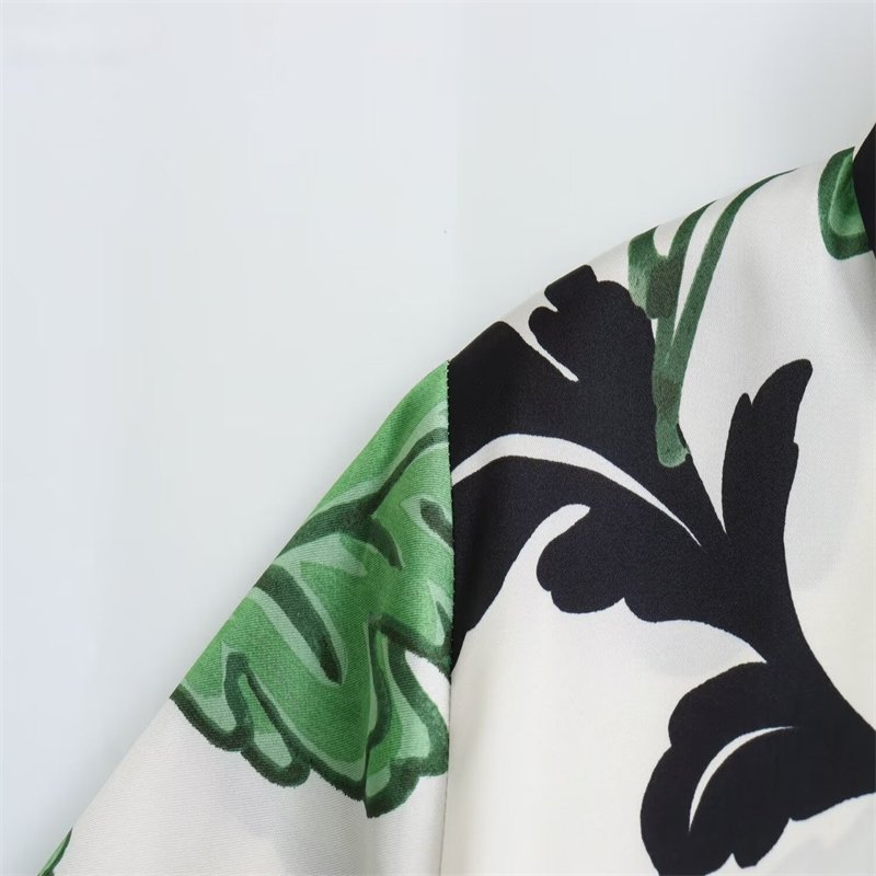 ZATRHMBM Women's 2024 New Fashion Belted Shirt Dress Retro Long Sleeve Button printing translate Dress