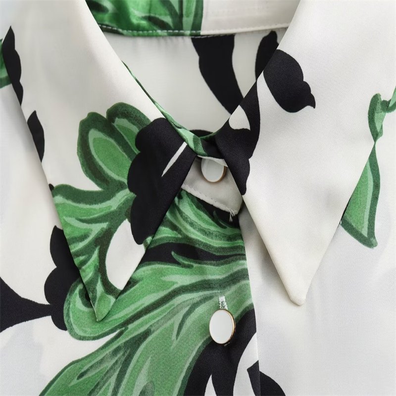 ZATRHMBM Women's 2024 New Fashion Belted Shirt Dress Retro Long Sleeve Button printing translate Dress