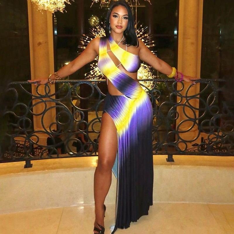 WQ5160 Summer Women Beach Sexy Color Gradient Dresses