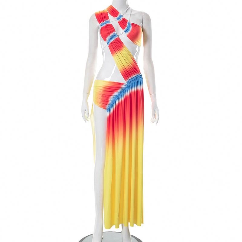 WQ5160 Summer Women Beach Sexy Color Gradient Dresses