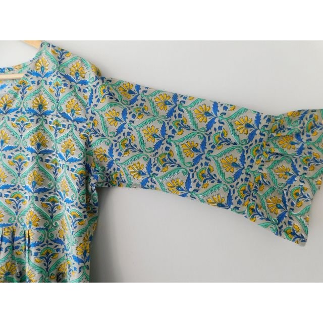 Handmade pure cotton spring casual double floral women kurtis indian modern designer hand block printed dresses tunics dress