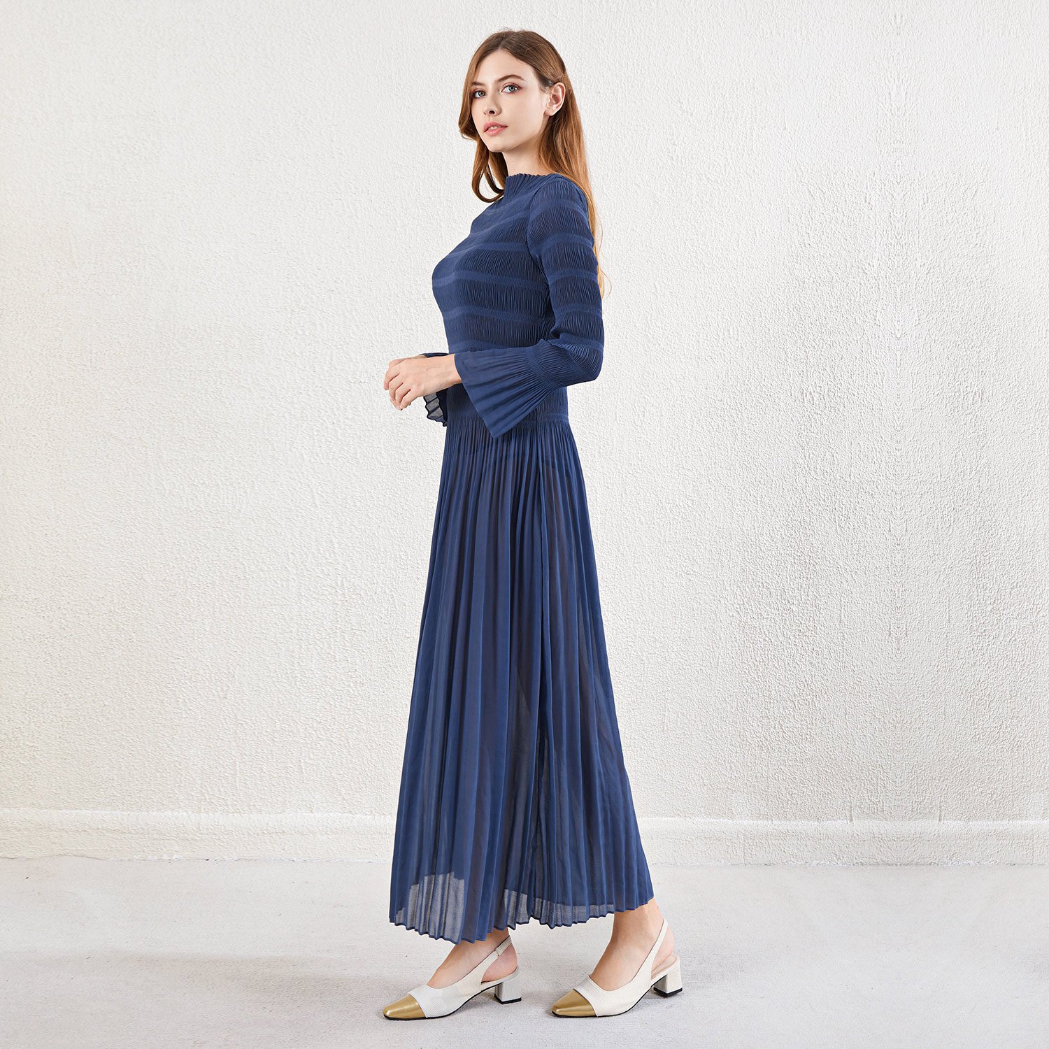 Miyake Pleated Large Size Loose Women's Dress High Quality European and American Style New Fashion Design Casual Dress