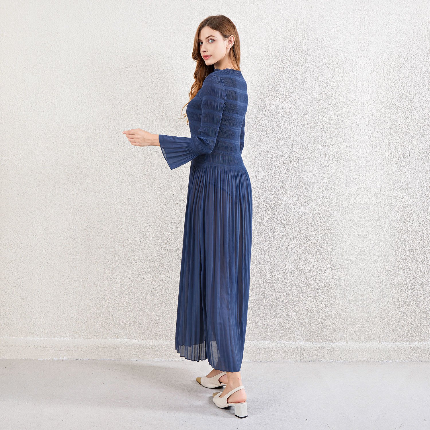 Miyake Pleated Large Size Loose Women's Dress High Quality European and American Style New Fashion Design Casual Dress