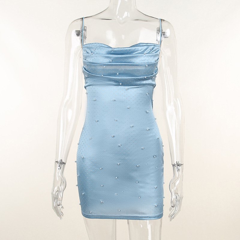 New Arrival Spring Woman High Slits Gown Elegant Evening Party Ladies Sexy Dresses Satin Silk Sexy Midi Beaded Dress