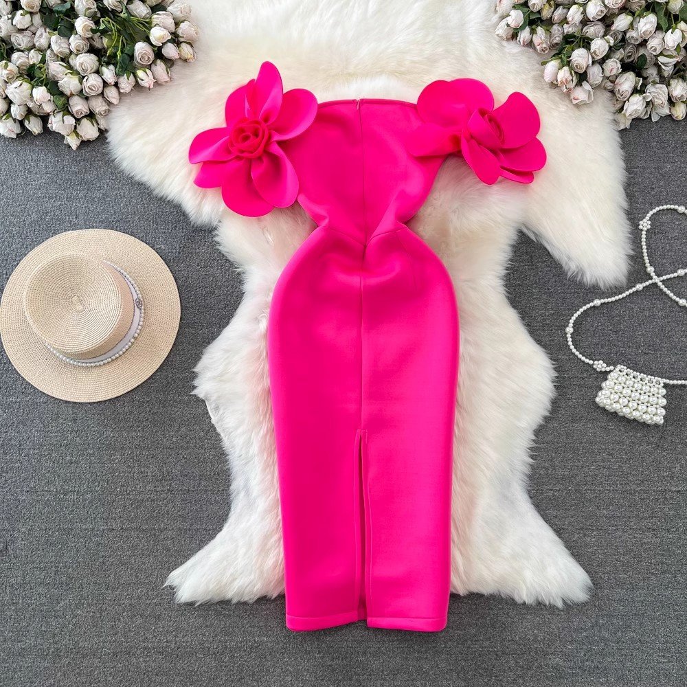 Plus Size High Quality Casual Slit Slim Hip Midi Dress For Women Strapless Sleeveless Vestidos Clothes Women